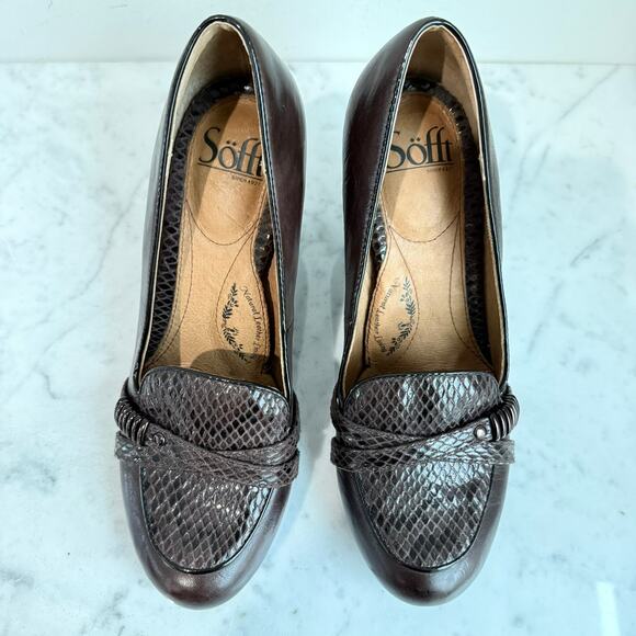 Söfft Brown Leather Snake Print Heels – Women’s Size 7M - Picture 7 of 8
